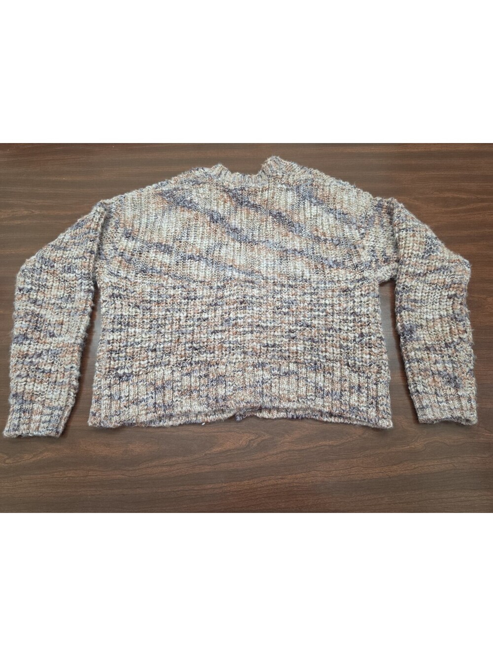 Altar'd State Cardigan Sweater Small Chunky Knit Cropped V Neck Multicolor Boho - Picture 2 of 6
